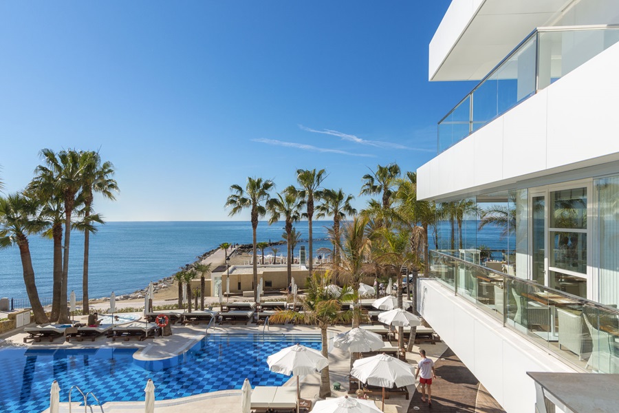 Amare Beach hotel, marbella. Hotels are exceeding tourism figures in first 6 months of 2024.